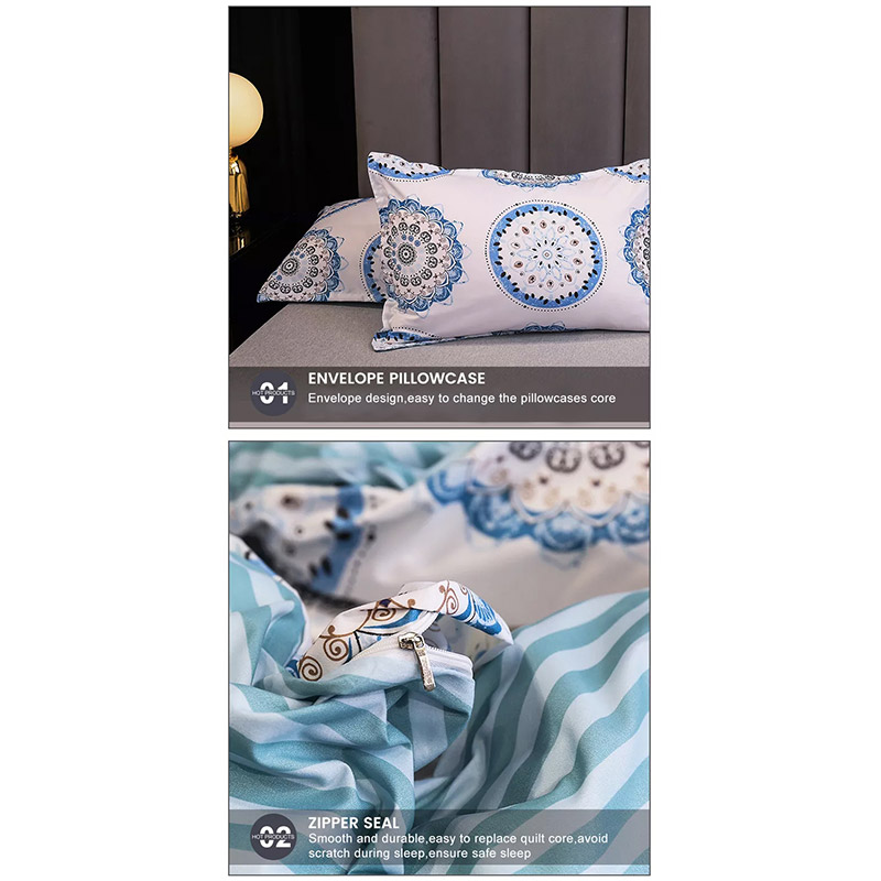 012-Water blue pattern Potlačená súprava posteľnej bielizne s jednoduchým oplachovaním