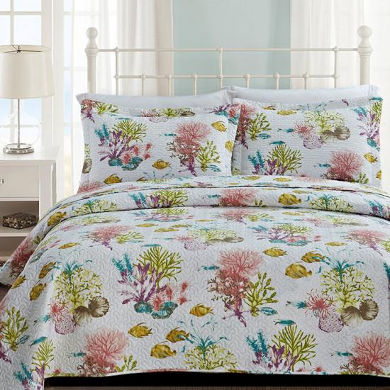 Ultrazvuková prikrývka na posteľ microtex Coastal Coral Printed